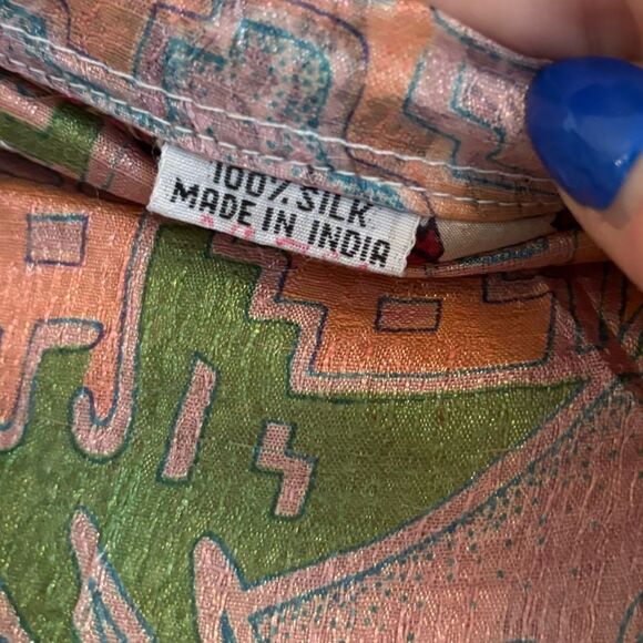 Vintage silk midi skirt asymmetrical hem - Picture 7 of 10